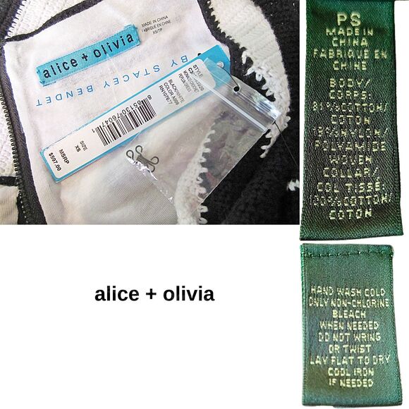 alice + olivia NEW Old Money MONACO Chevron Crochet Peplum Mini Dress XS - Picture 5 of 11